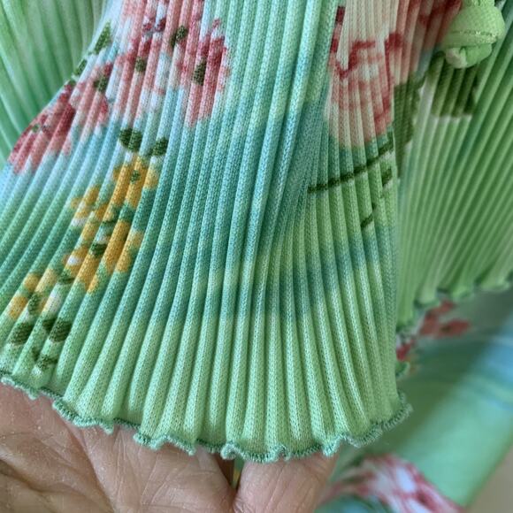 Vintage 1970’s Boho Hippie Green Floral 2 Piece Tunic Top Skirt Set Size M - Picture 8 of 10